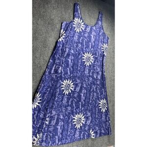 Jasmine Rose Blue Purple Floral Batik Maxi Dress Sleeveless Rayon XL 00234